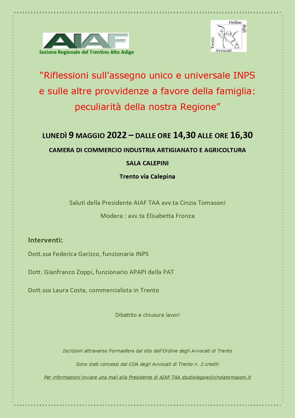 Riflessioni sull'assegno unico e universale INPS e sulle altre provvidenze a favore della famiglia: peculiarità della nostra Regione